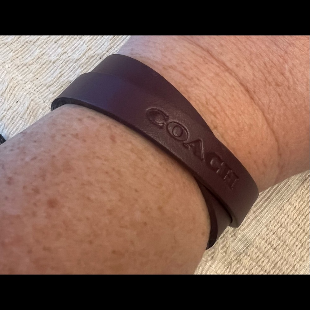 Authentic Coach Double Wrap Brown Leather Bracelet